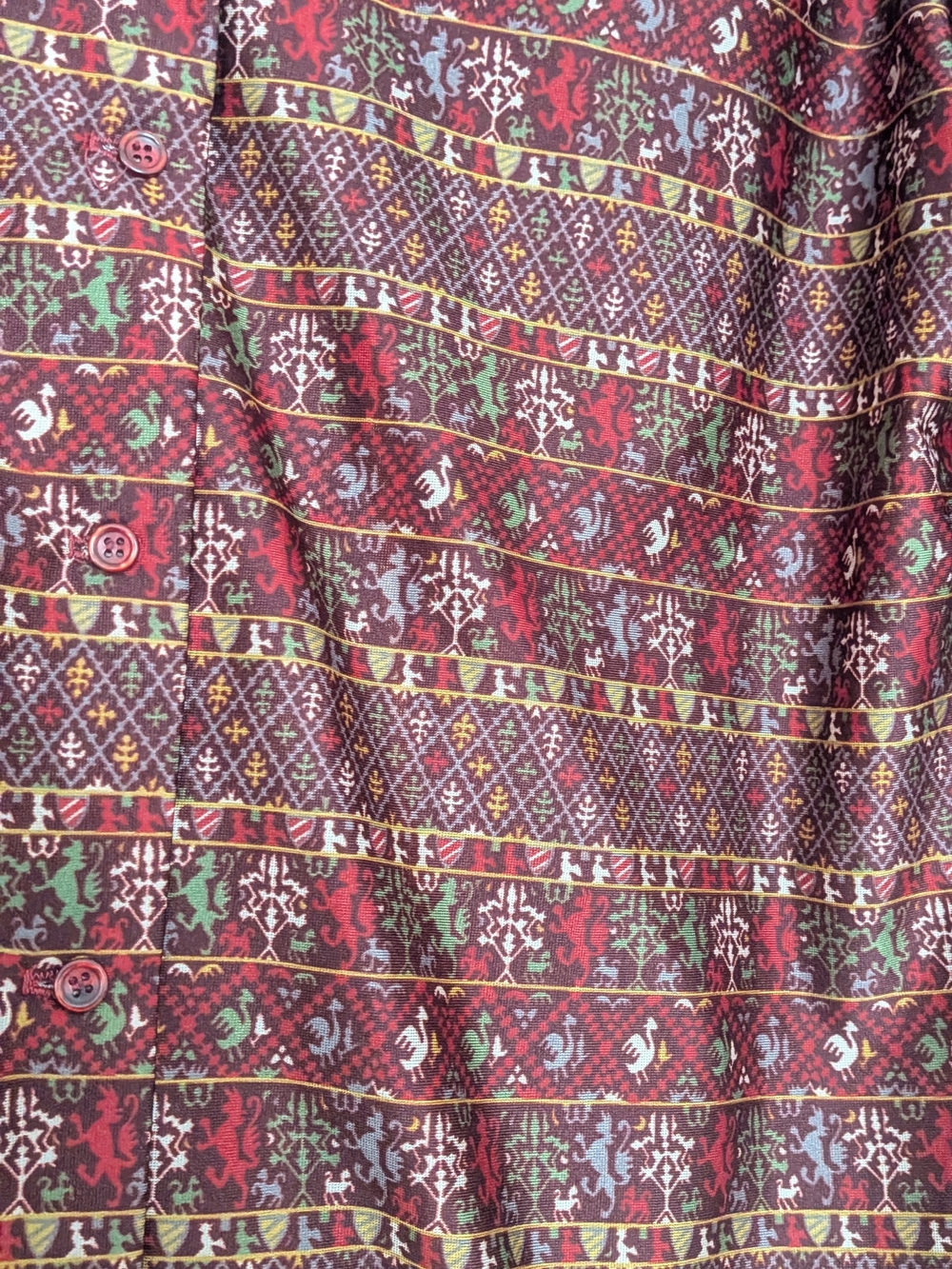 70s Patterned Button-Up Blouse - Picture 2 of 6